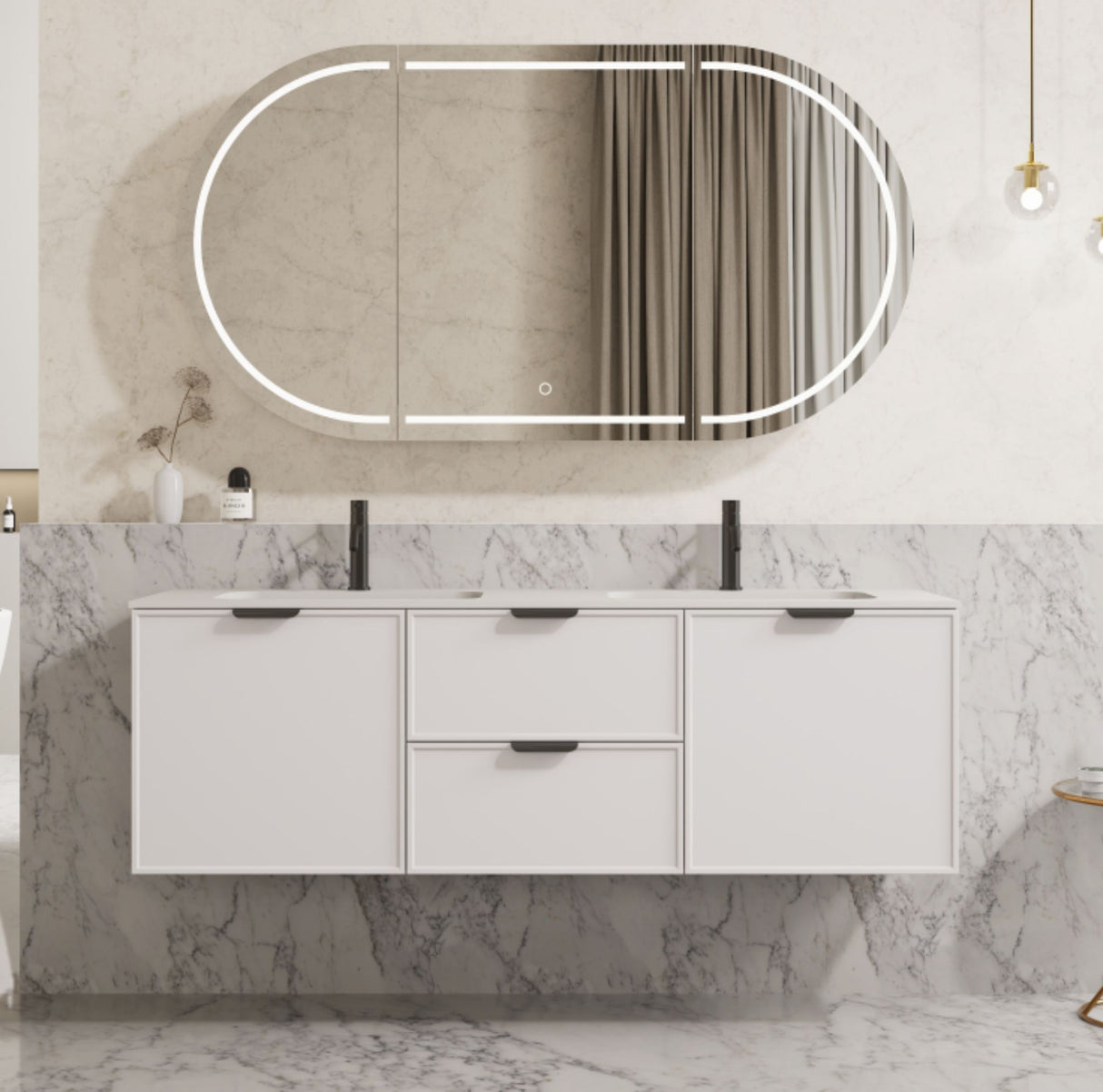 Miami 1500mm Matte White Wall Hung Vanity