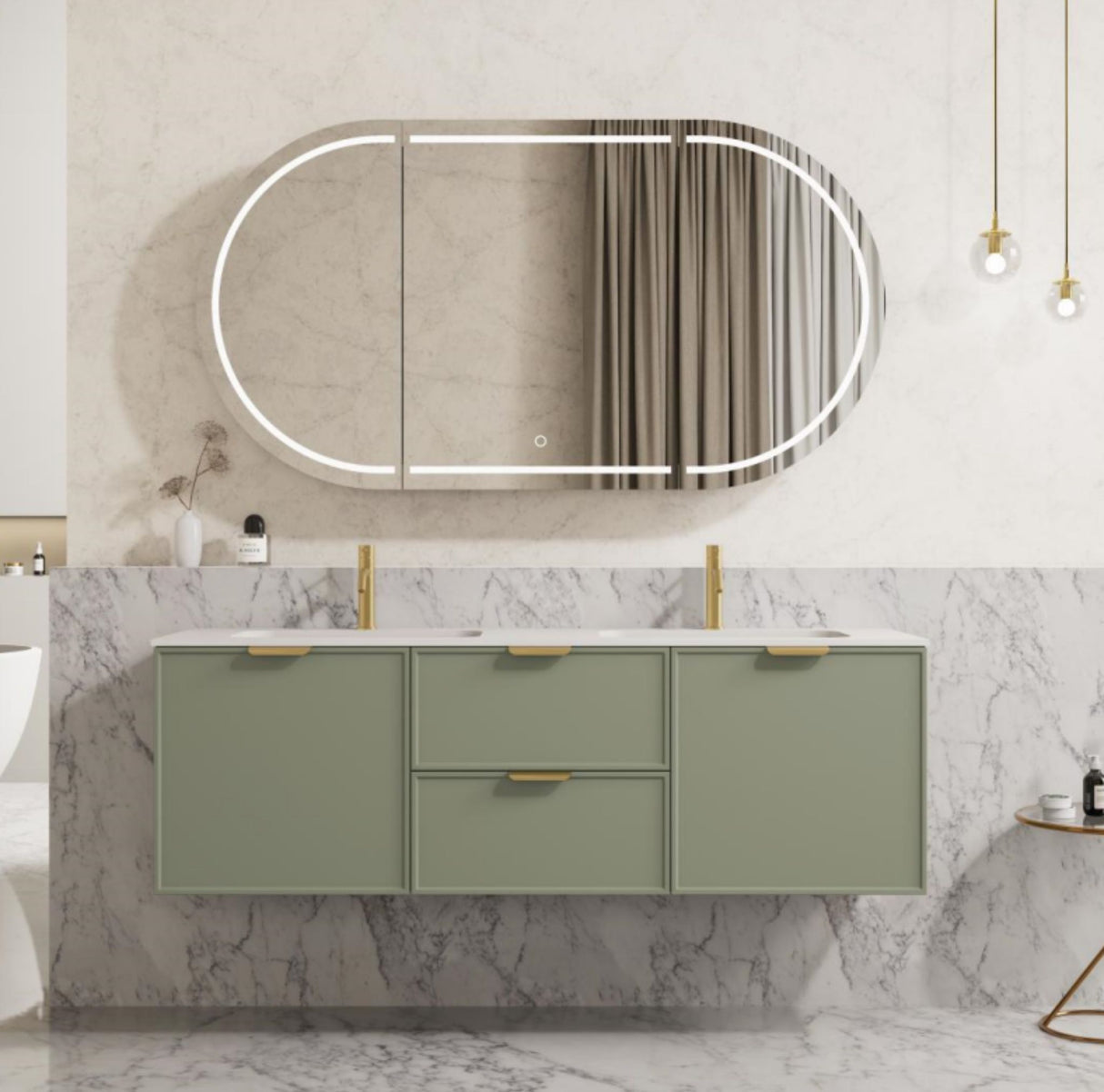 Miami 1500mm Olive Green Wall Hung Vanity