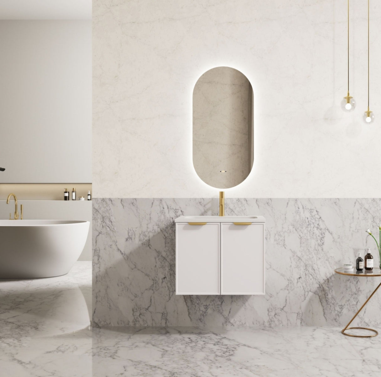 Miami 600mm Matte White Wall Hung Vanity