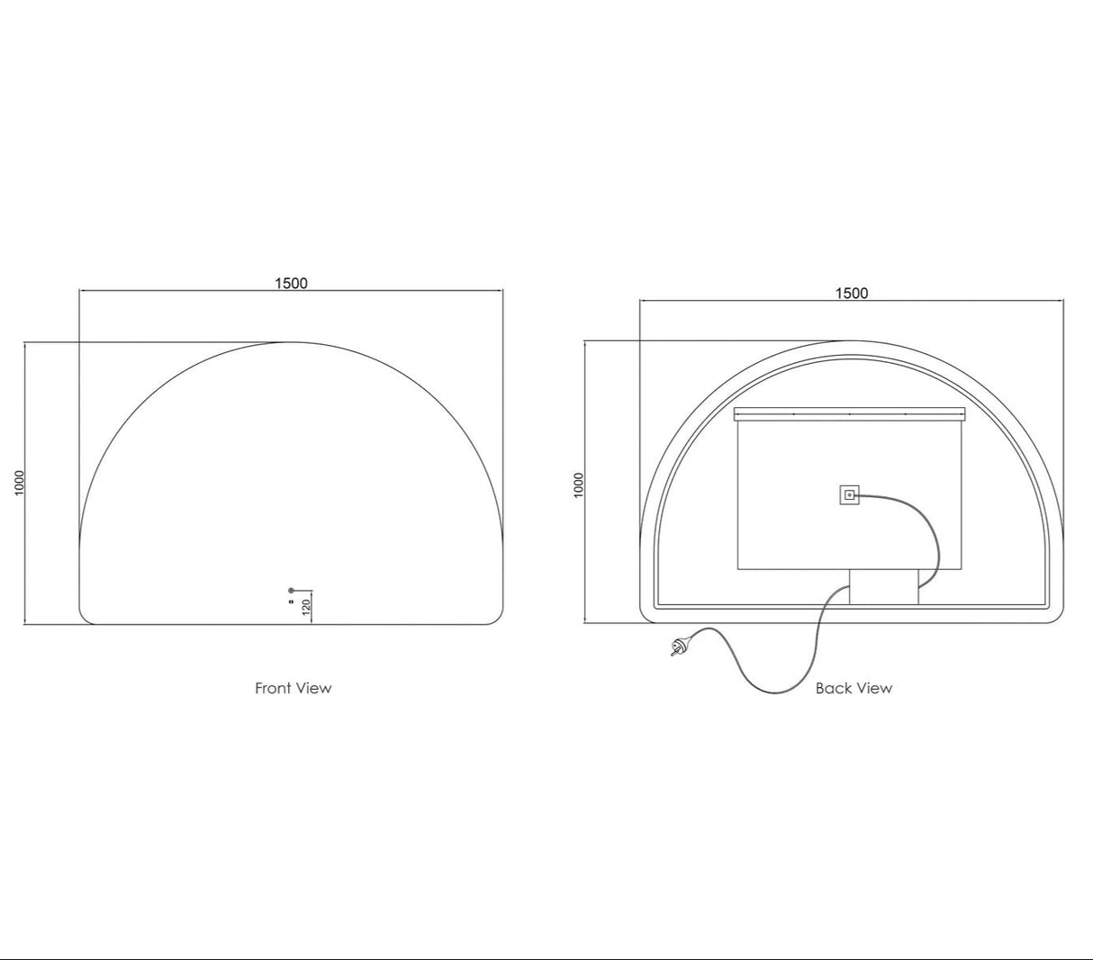 Moonlight Archie 1000mm Led Mirror Frameless drawing