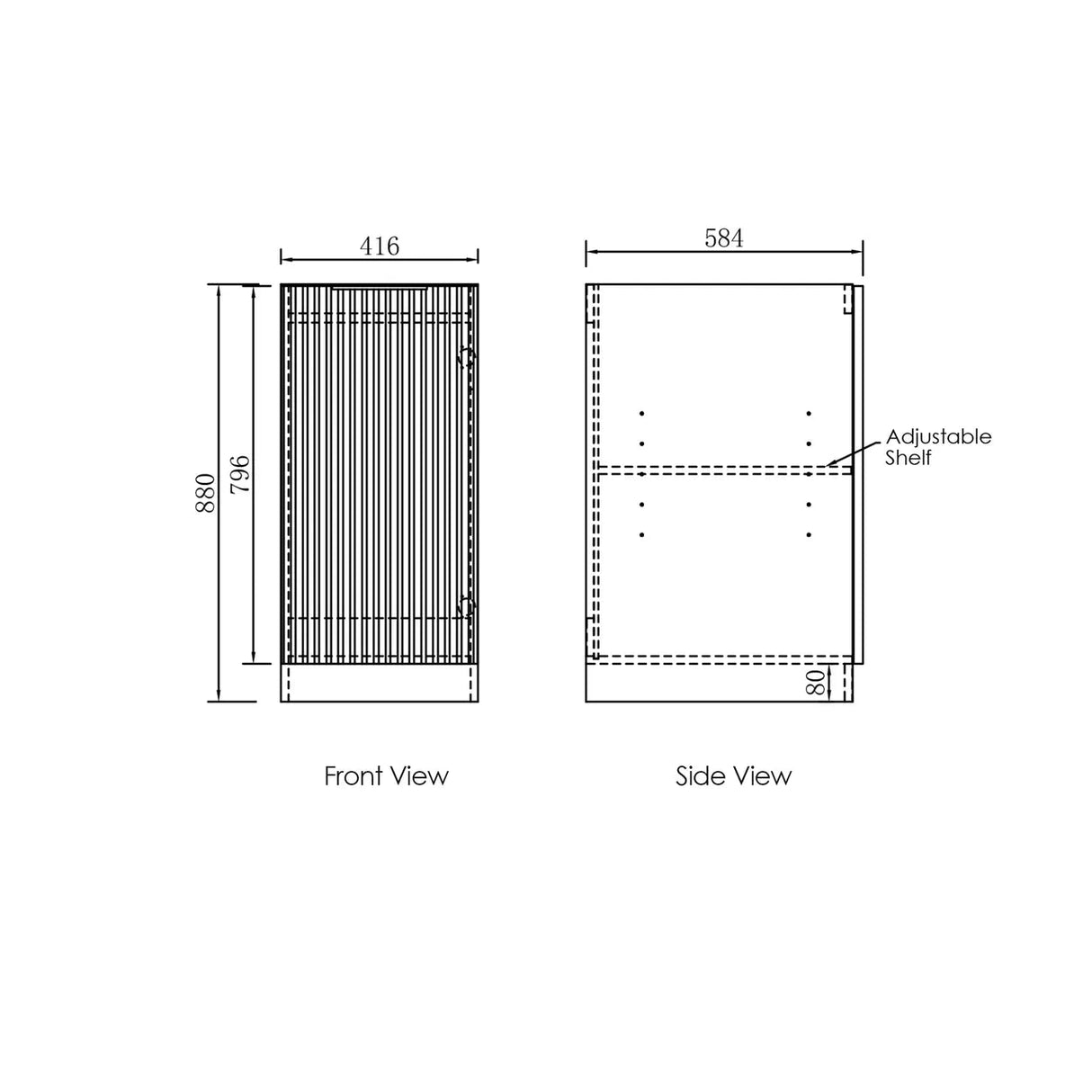Noosa-Laundry-415-Fluted-White-Base-Cabinet drawing