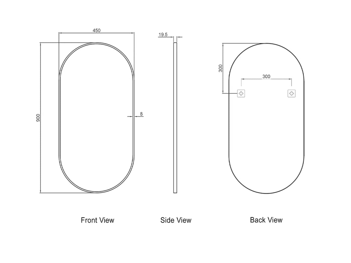 Noosa Oval Framed Mirror drawing