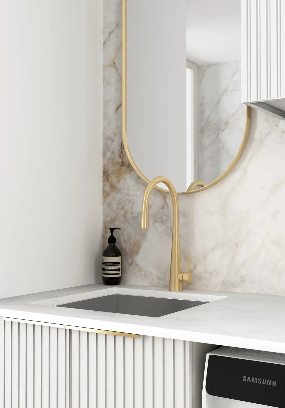 Noosa White Laundry Kit 1305x600x2100 sink and faucet