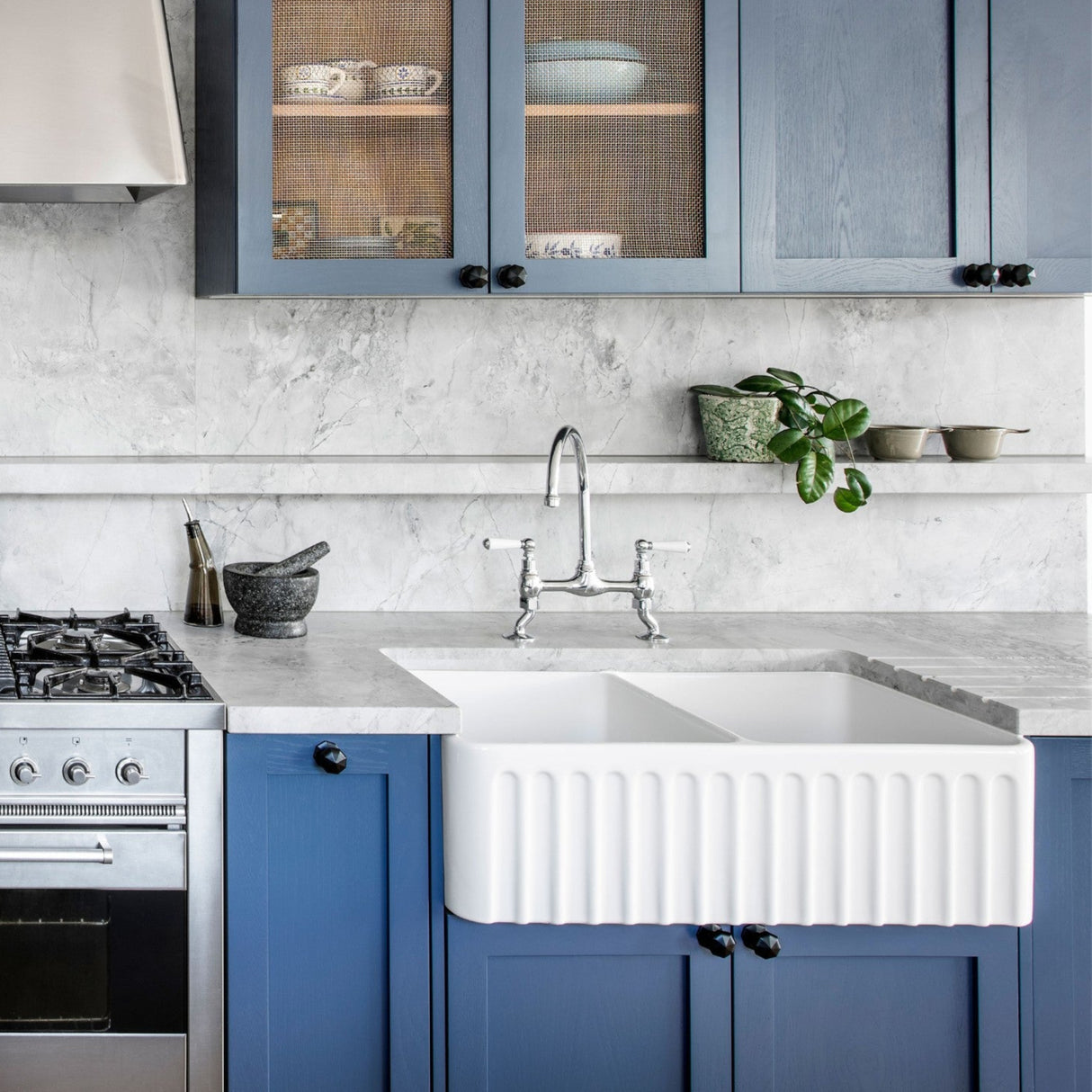 Novi 85 x 46 Fine Fireclay Gloss White Butler Sink