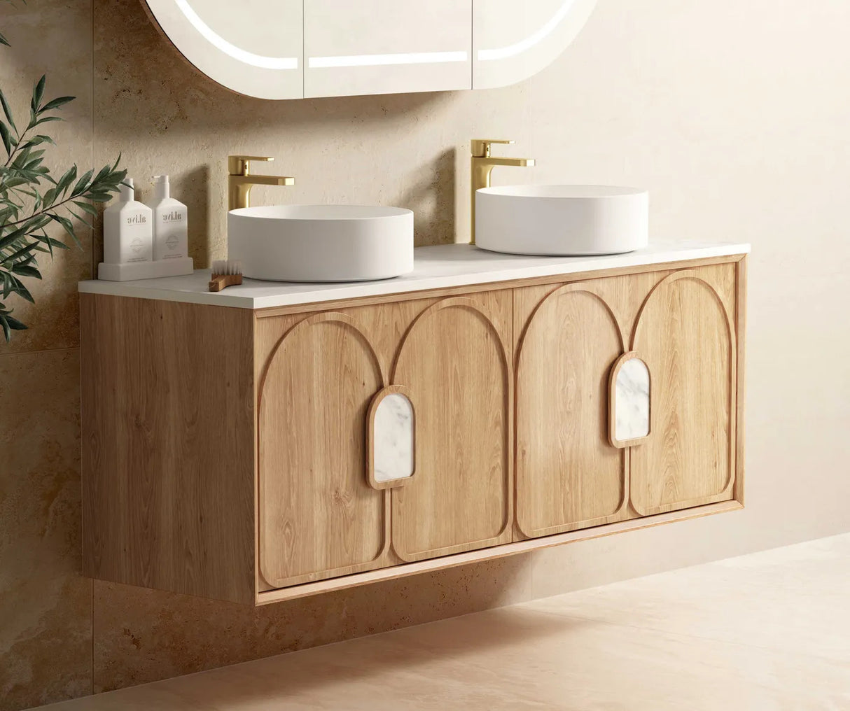 Laguna Mark II 1500mm Woodland Oak Wall Hung Vanity side view