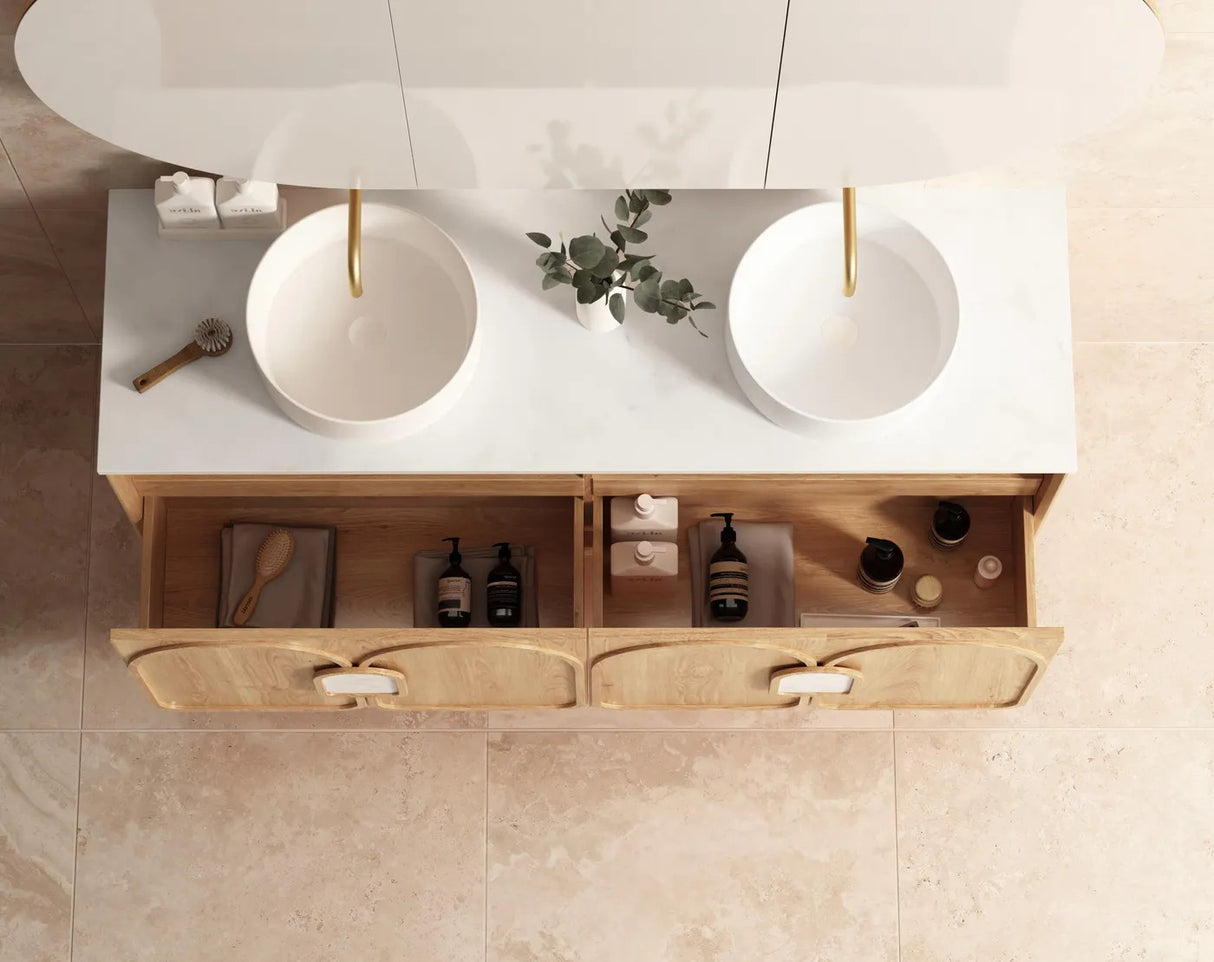 Laguna Mark II 1500mm Woodland Oak Wall Hung Vanity top view