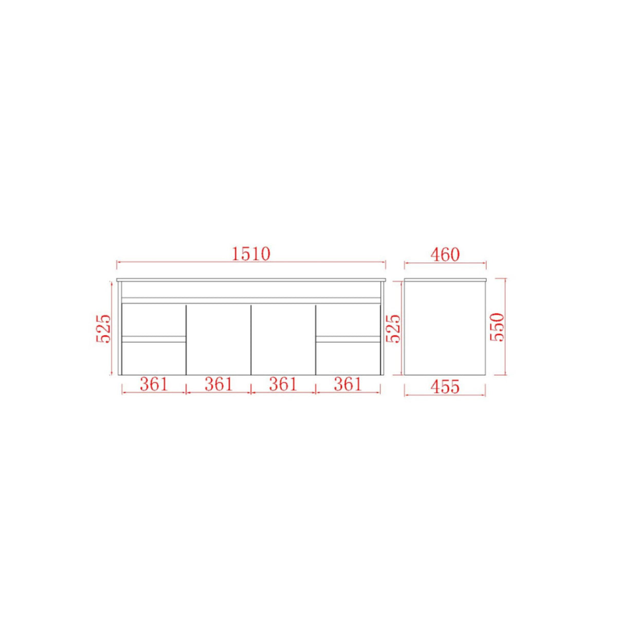 Polar 1500mm White Wall Hung Vanity