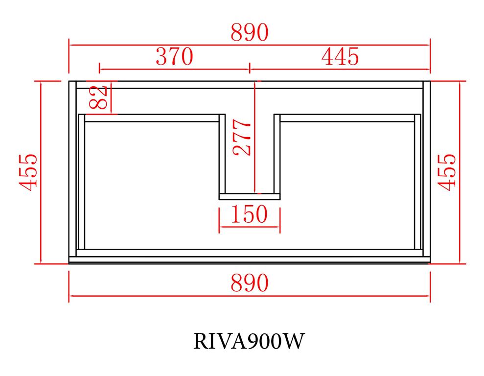 RIVA Wall Hung Vanity (with Drawers) 900mm - White