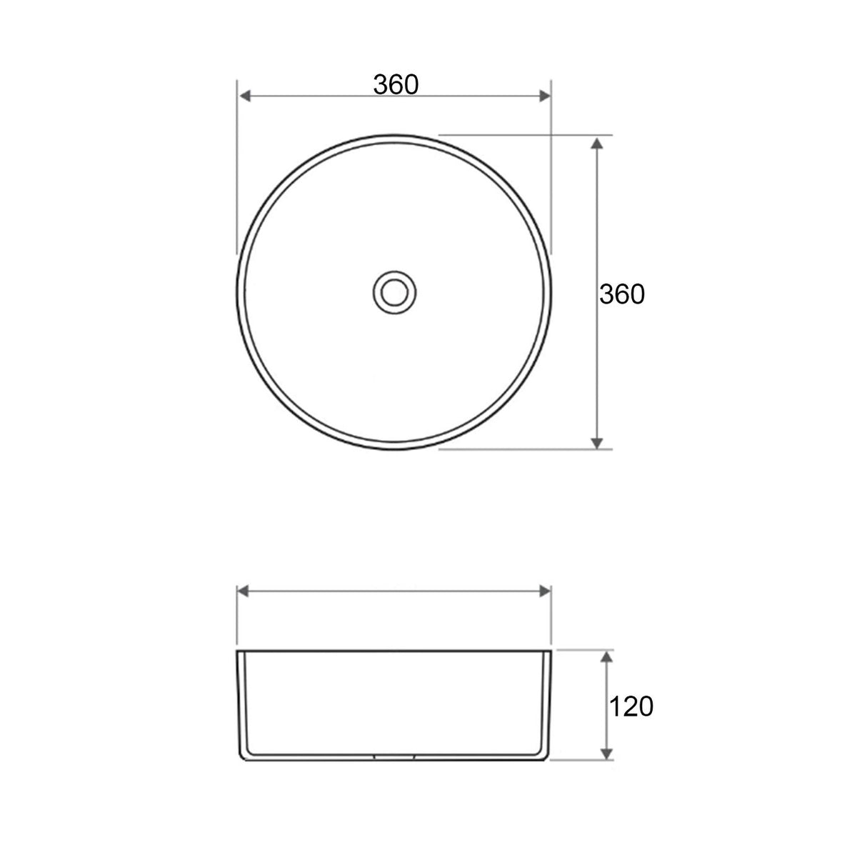 Radius Round 360x360x115 drawing