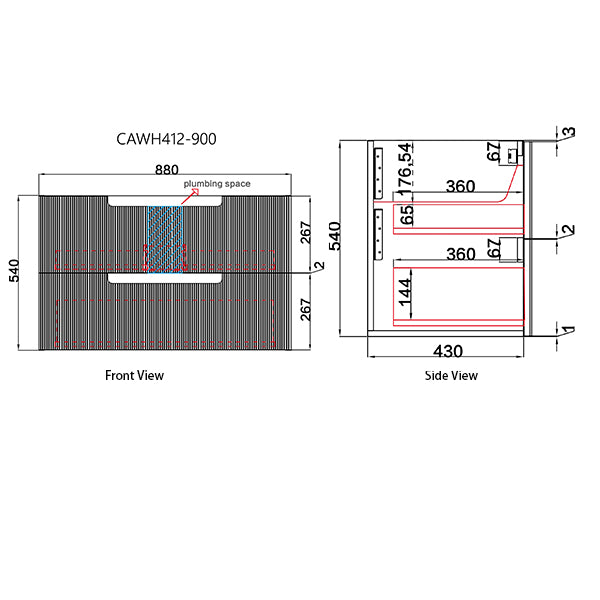 Technical drawing of a product with dimensions labeled