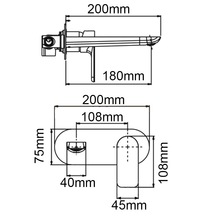 VOG - Brushed Brass Spout Mixer drawing