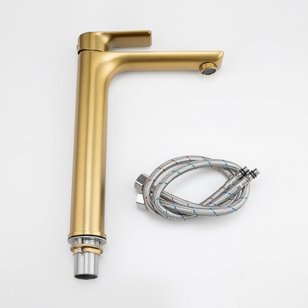 VOG - Brushed Brass Tall Basin Mixer and hose