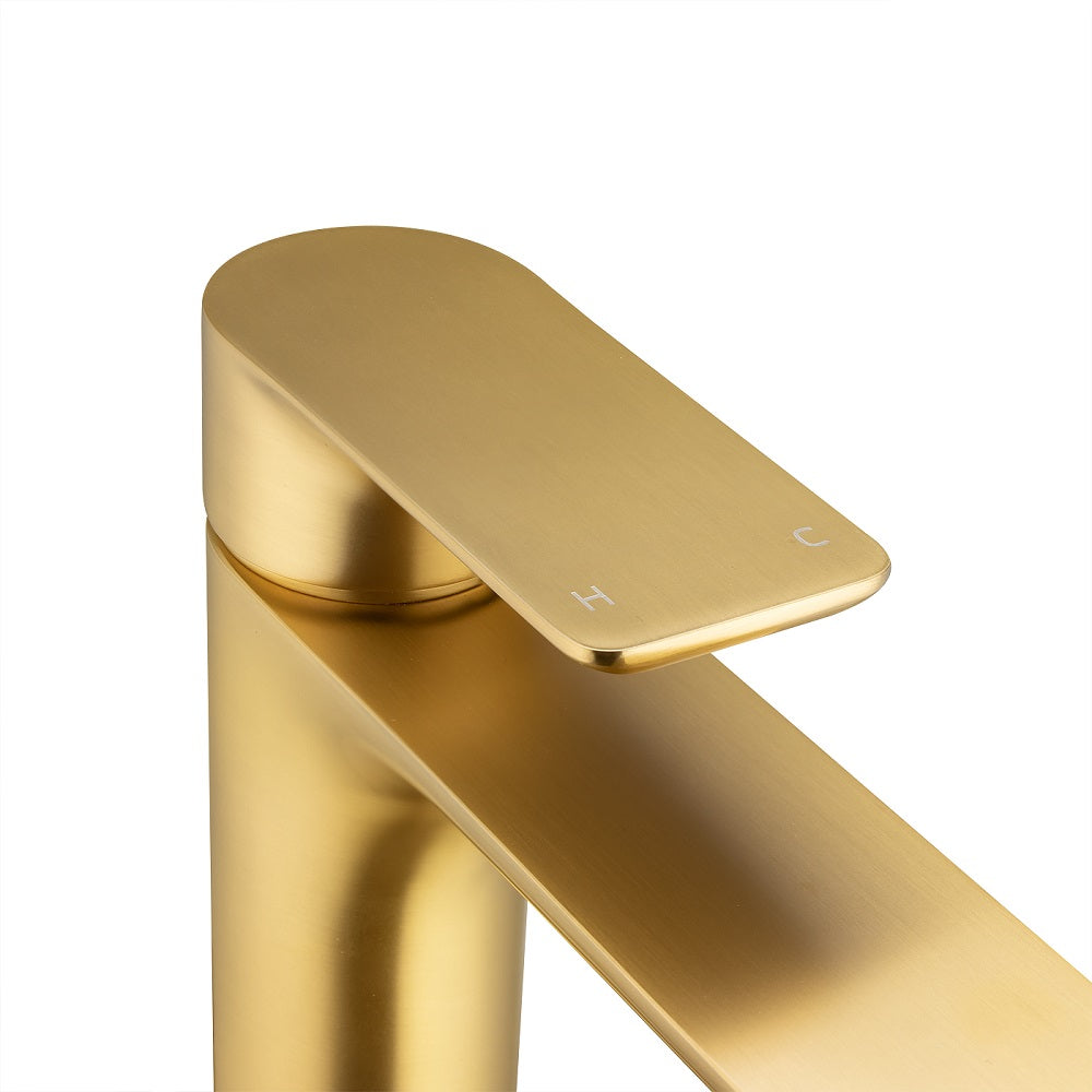 VOG - Brushed Brass Tall Basin Mixer top valve