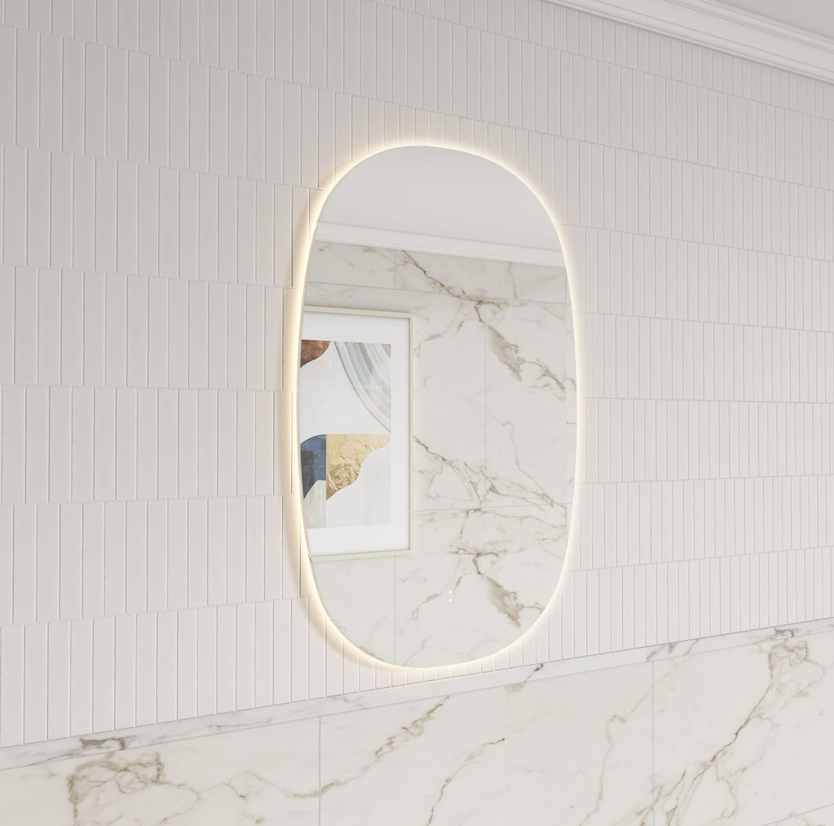 Valmont 580mm Vertical LED Mirror - Frameless side view