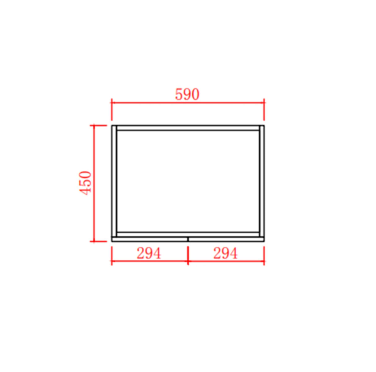 Rectangular frame with dimensions labeled on a white background