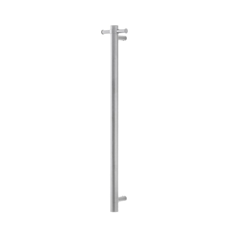 Round Vertical Brushed Nickel Electric Heated Towel Rack – Single Bar