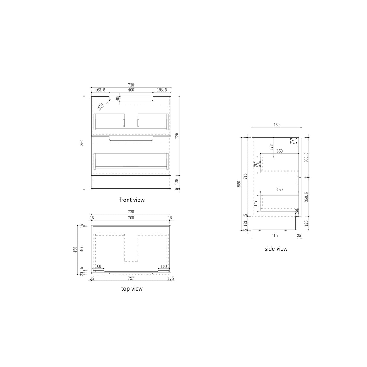 Lovina 750mm Harvest Oak Floor Standing Vanity drawing