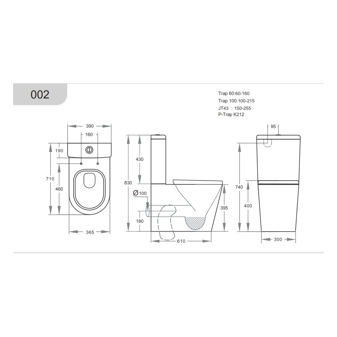 Avery Gloss White Back to Wall Toilet Suite drawing
