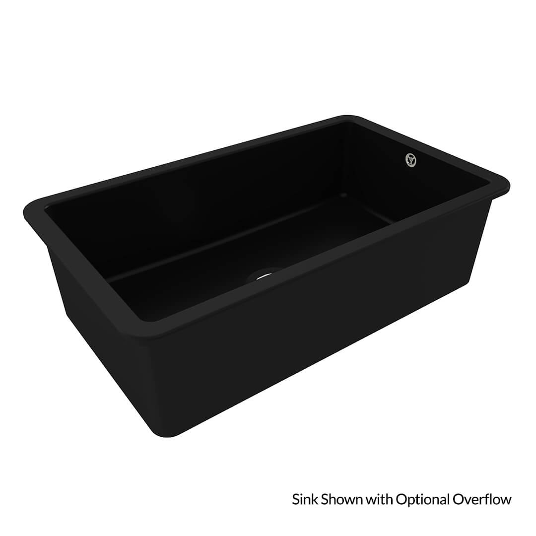 Black sink basin on a white background