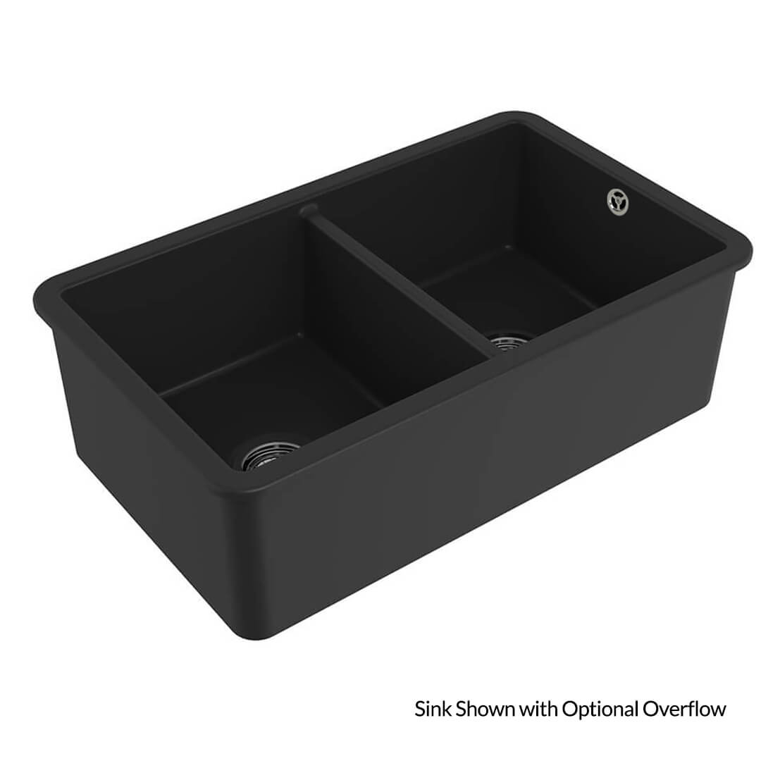 Cuisine 85 x 46 Matte Black Double Inset / Undermount Fine Fireclay Sink