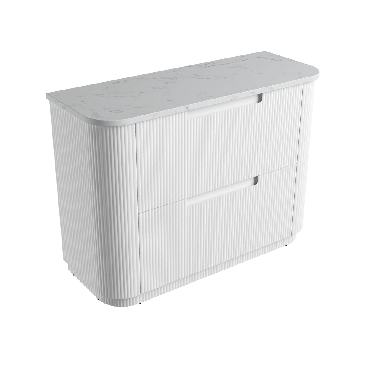 White storage box with a lid on a white background