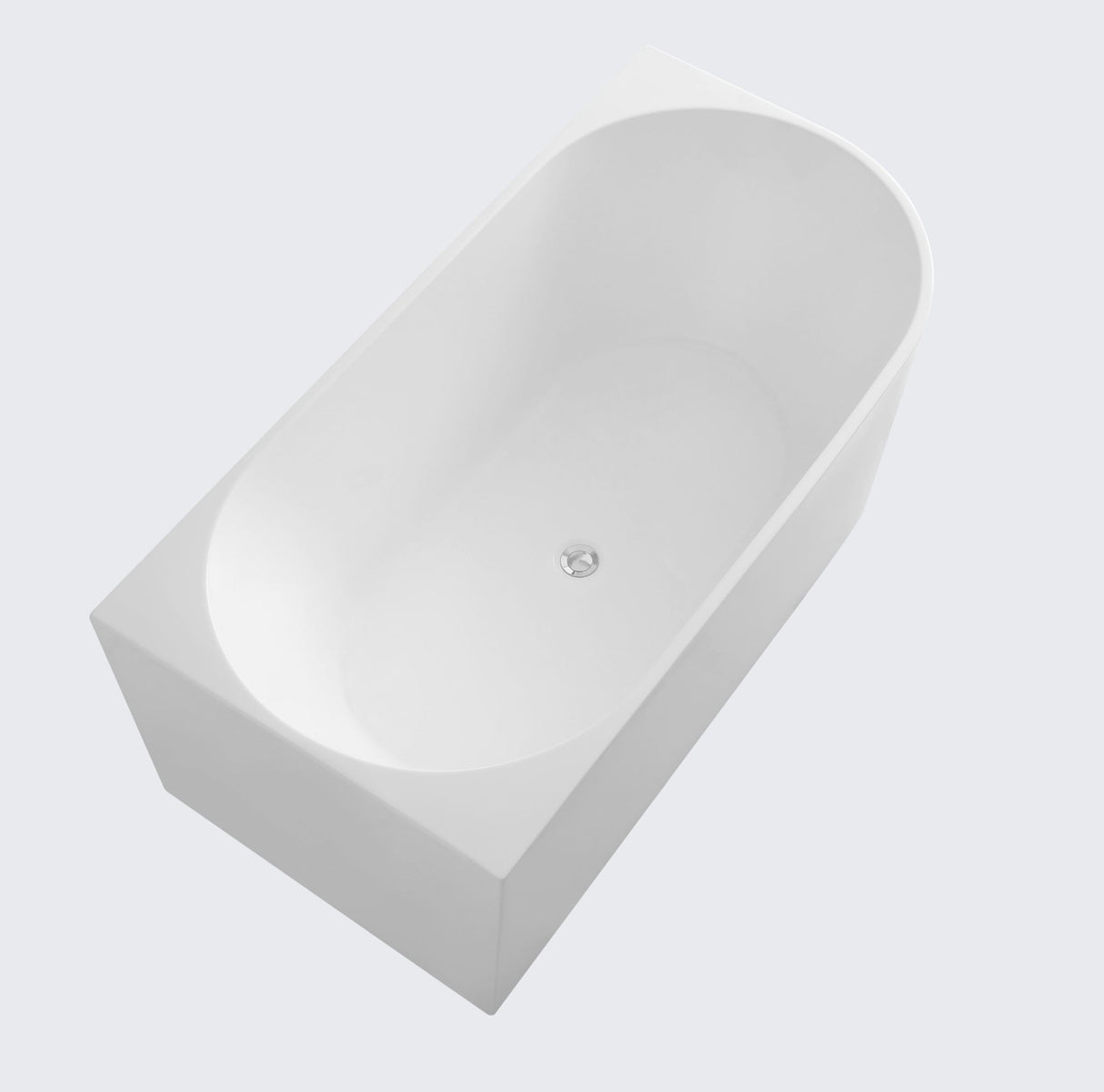 White freestanding bathtub on a light gray background