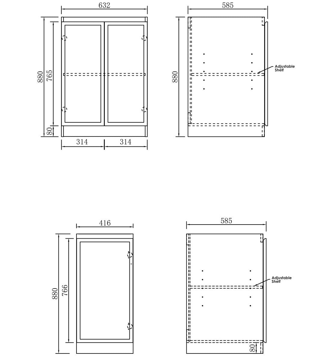 Hampshire 1060x600x900mm Black Base Laundry Cabinet with Stone Top and Sink