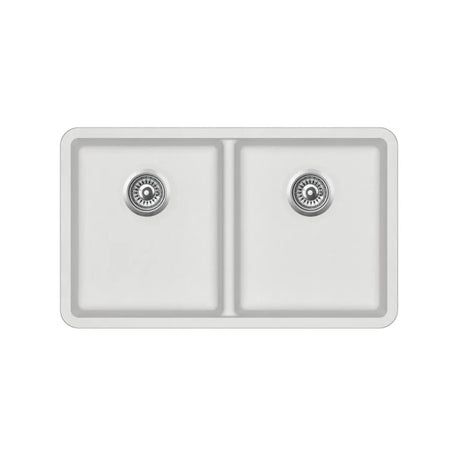 Viva 810×480× 230mm Matte White Double Bowl Granite Sink