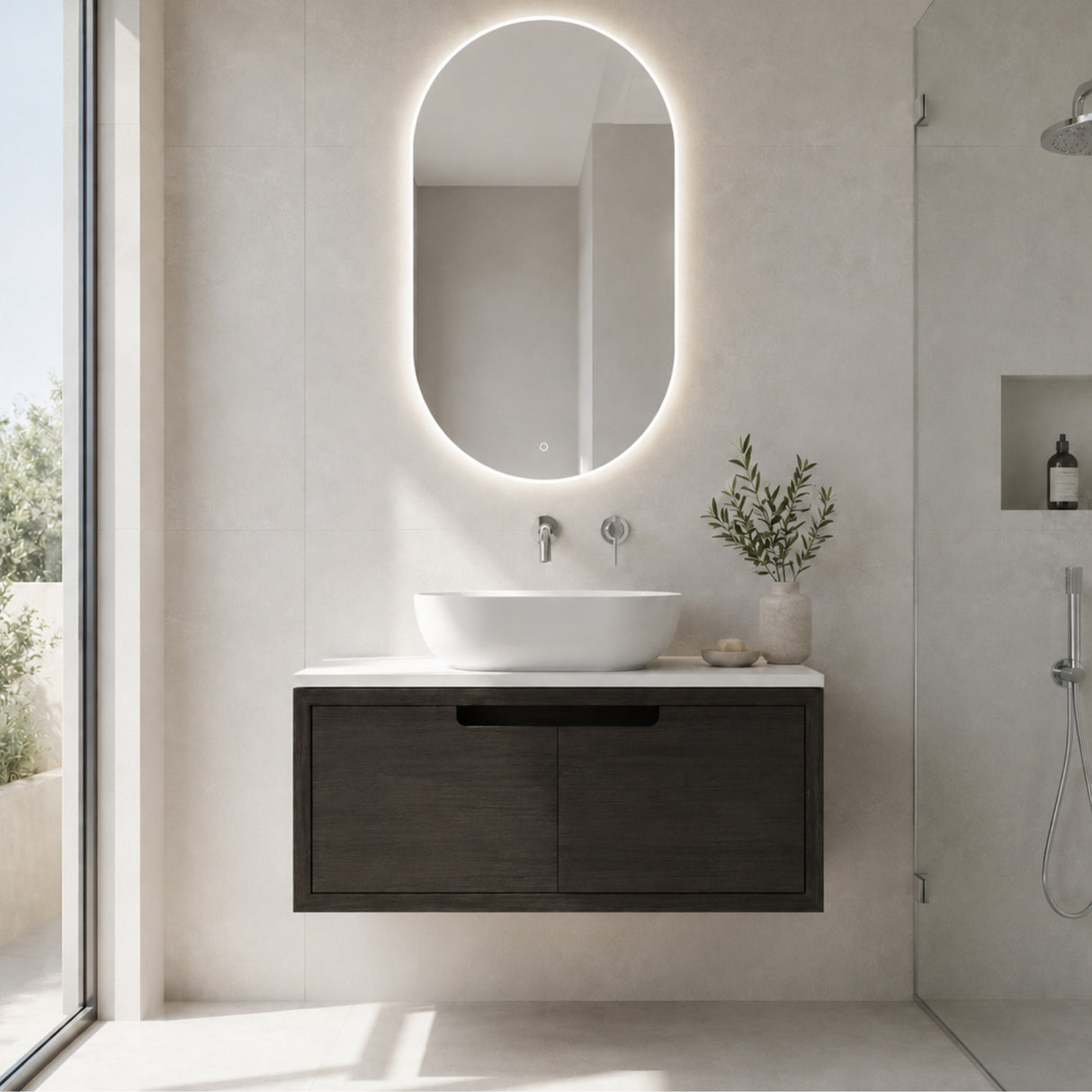 Kaia Wall Hung Vanity 750mm - Dark Oak