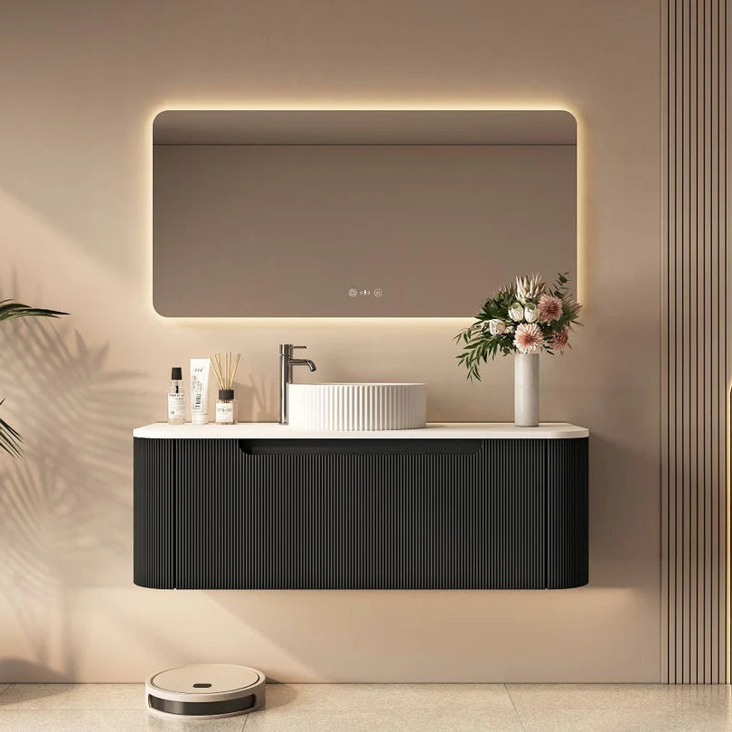 linley 1200mm black wall hung vanity front view