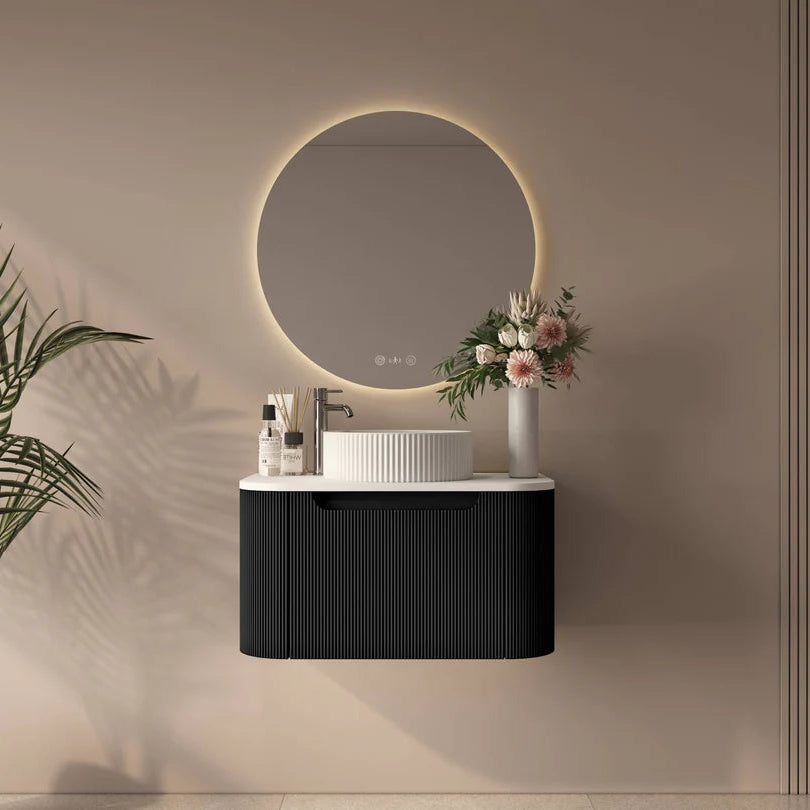 linley 750mm black wall hung vanity front view