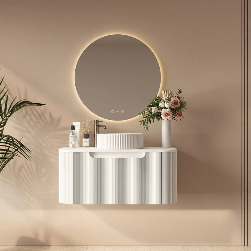 linley 900mm white wall hung vanity front view