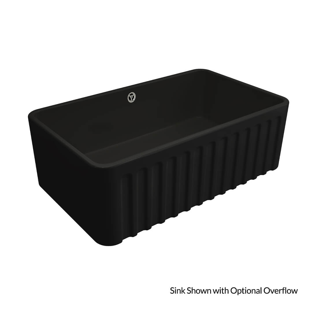 Black rectangular sink on a white background