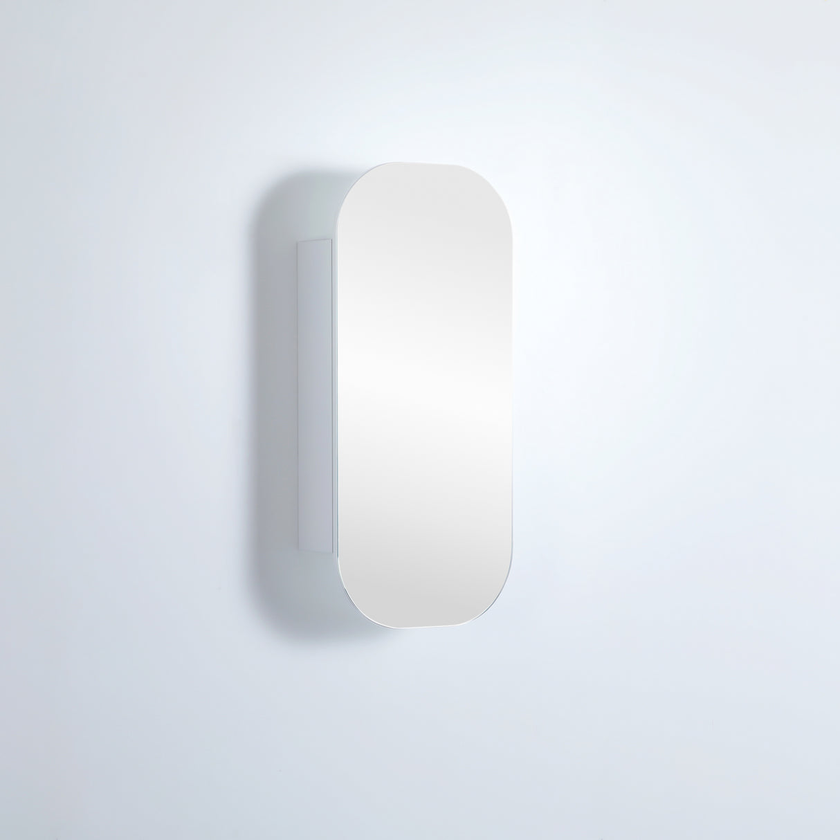 Rectangular white shaving cabinet on a light gray background