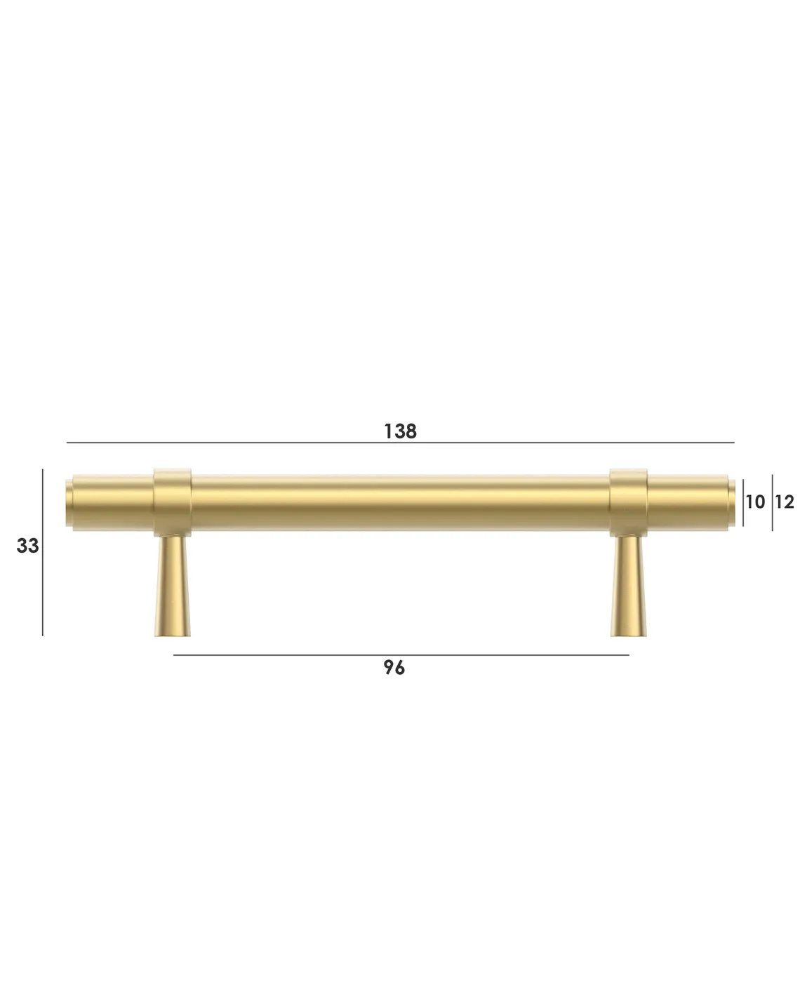 Astor Brushed Brass Handle 138mm measurement details