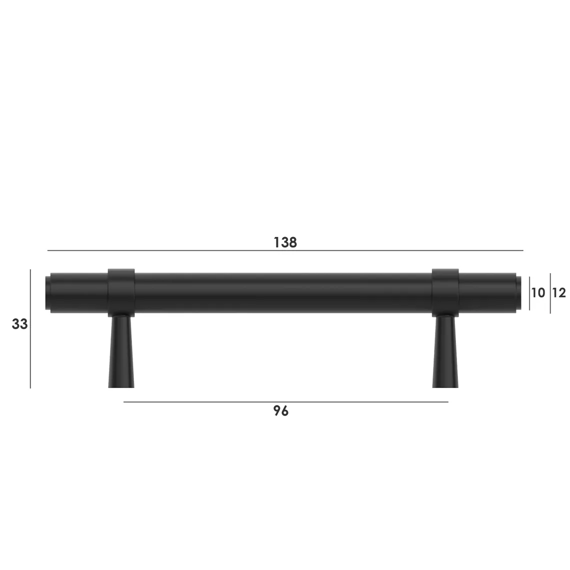Astor Matte Black Handle 138mm measurement details