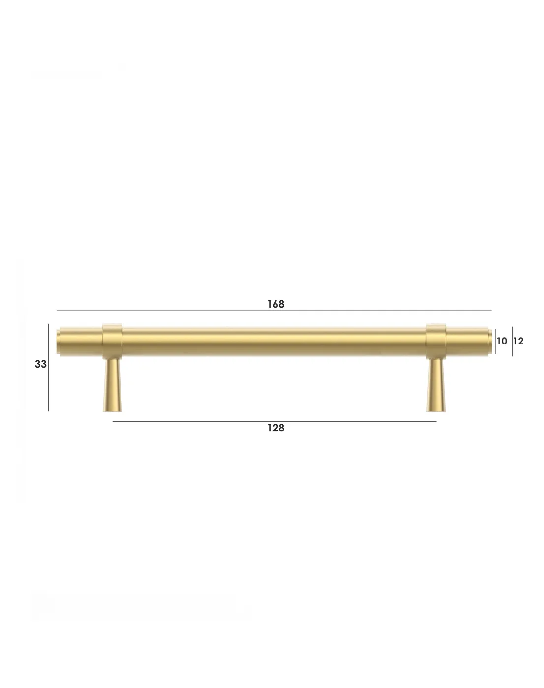 Astor Brushed Brass Handle 168mm measurement details