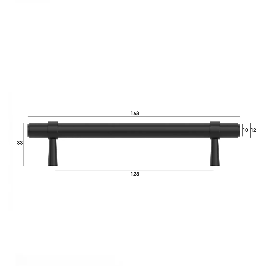 Astor Matte Black Handle 168mm measurement details