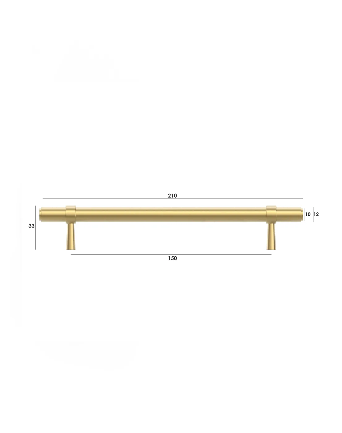 Astor Brushed Brass Handle 210mm measurement details