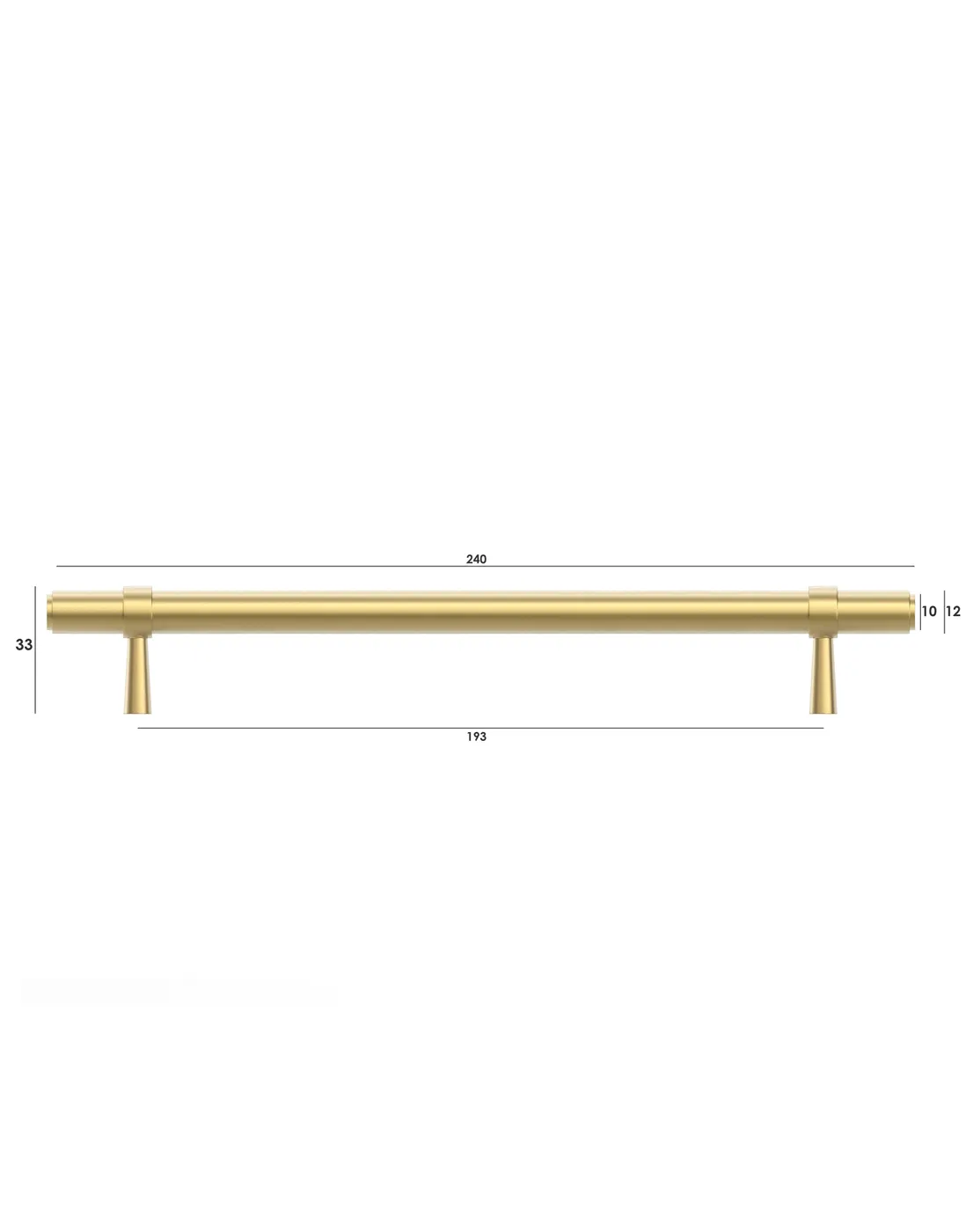 Astor Brushed Brass Handle 240mm measurement details