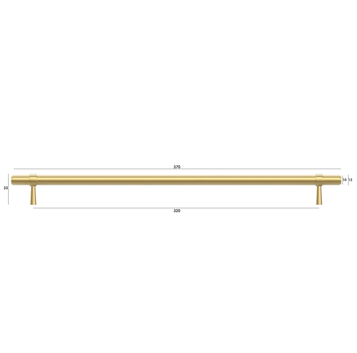 Astor Brushed Brass Handle 370mm measurement details