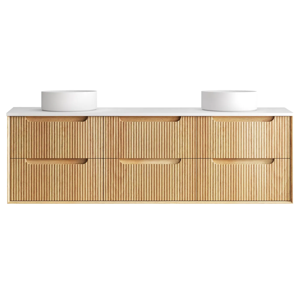 Byron 1800mm Woodland Oak Wall Hung Vanity - Fluted