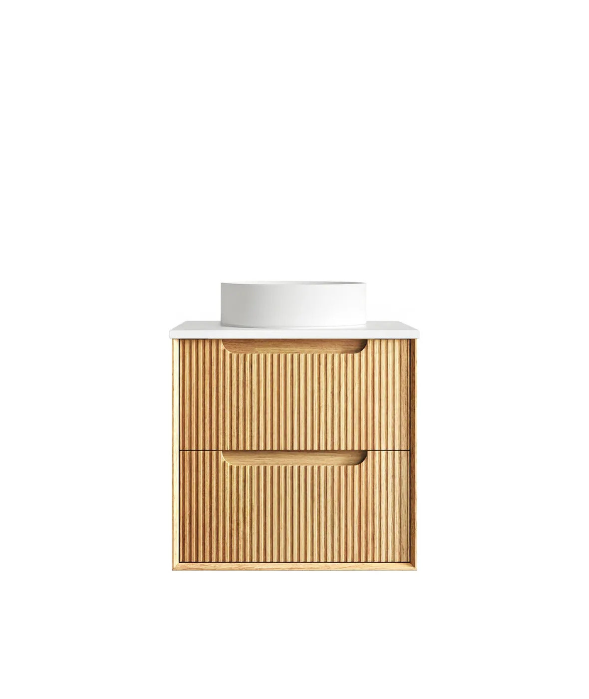 Byron 600mm Woodland Oak Wall Hung Vanity - Fluted