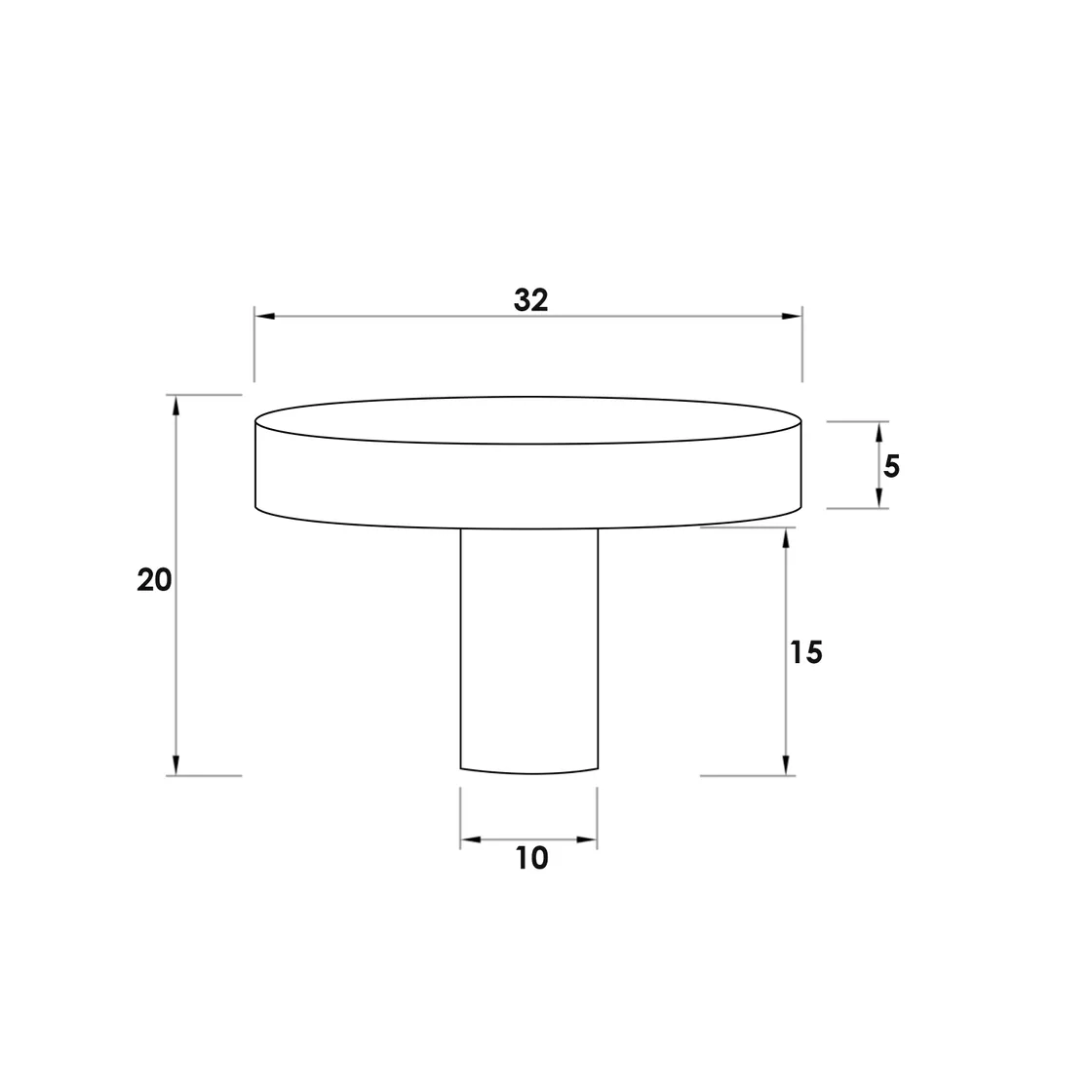 Chloe 32mm Matte Black Handle drawing details