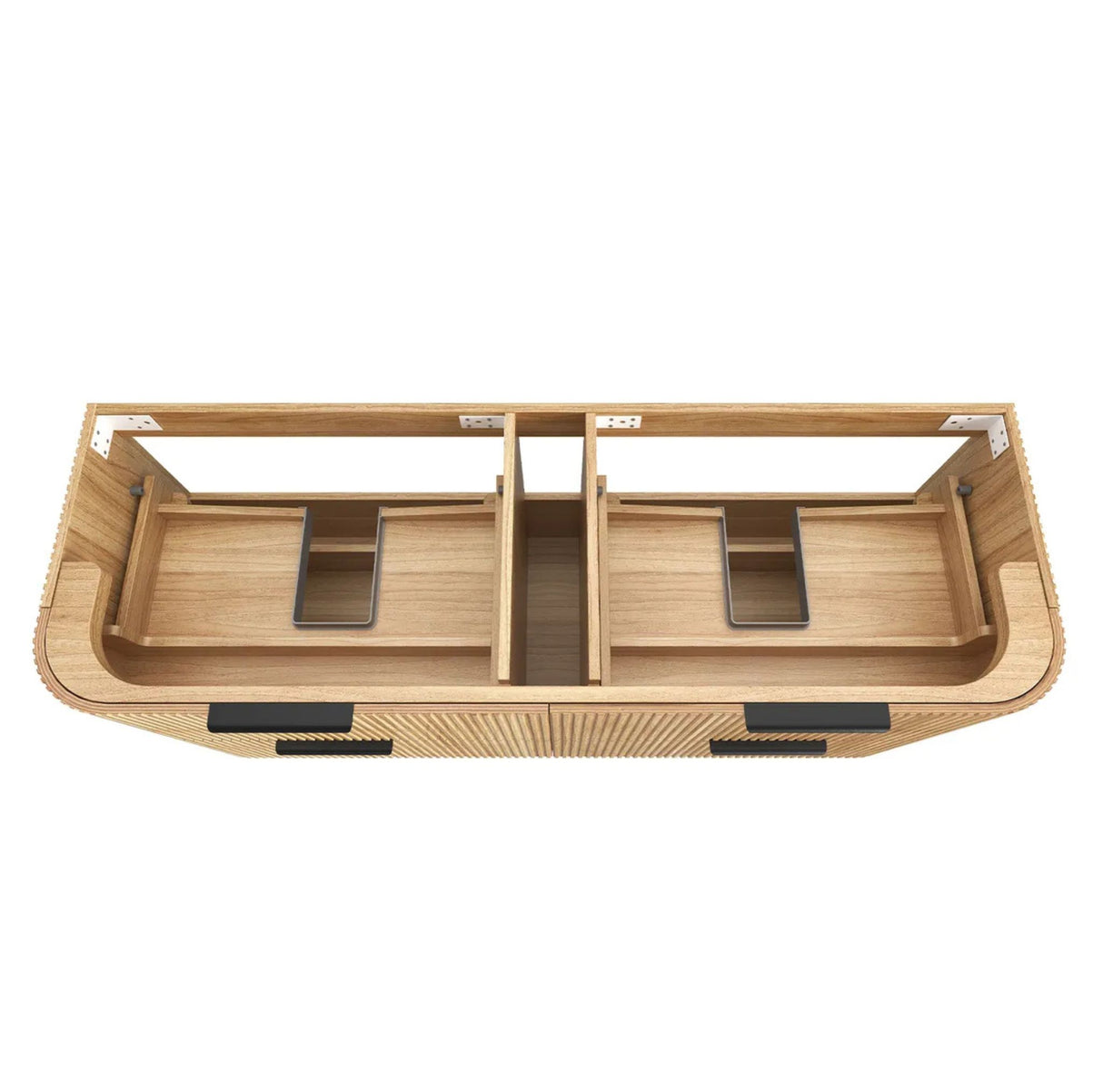 Wooden pet playpen with two sections on a white background