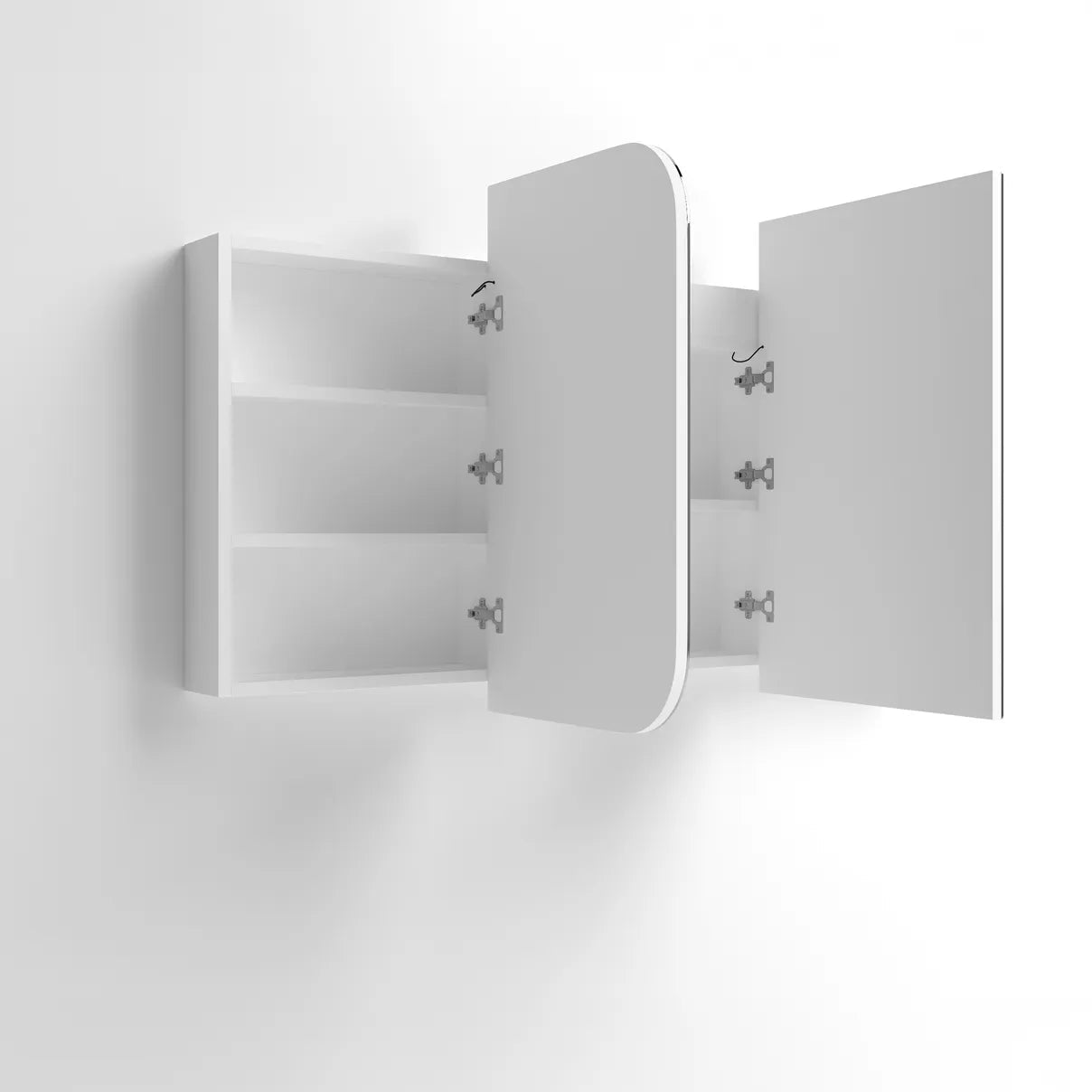 Open LED Newport 1500(W)x750(H) White Shaving Cabinet