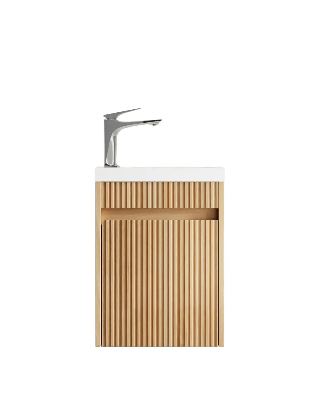 Mini Ensuite Vanity 400mm Woodland Oak Fluted Vanity front view