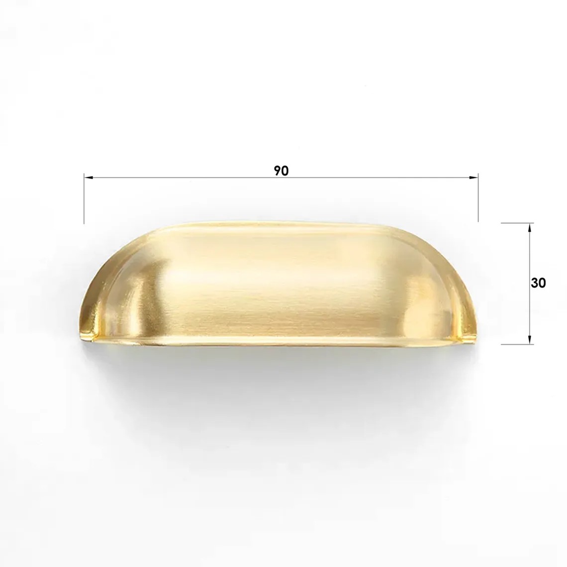 Newport 90mm Brushed Brass Handle with measurement