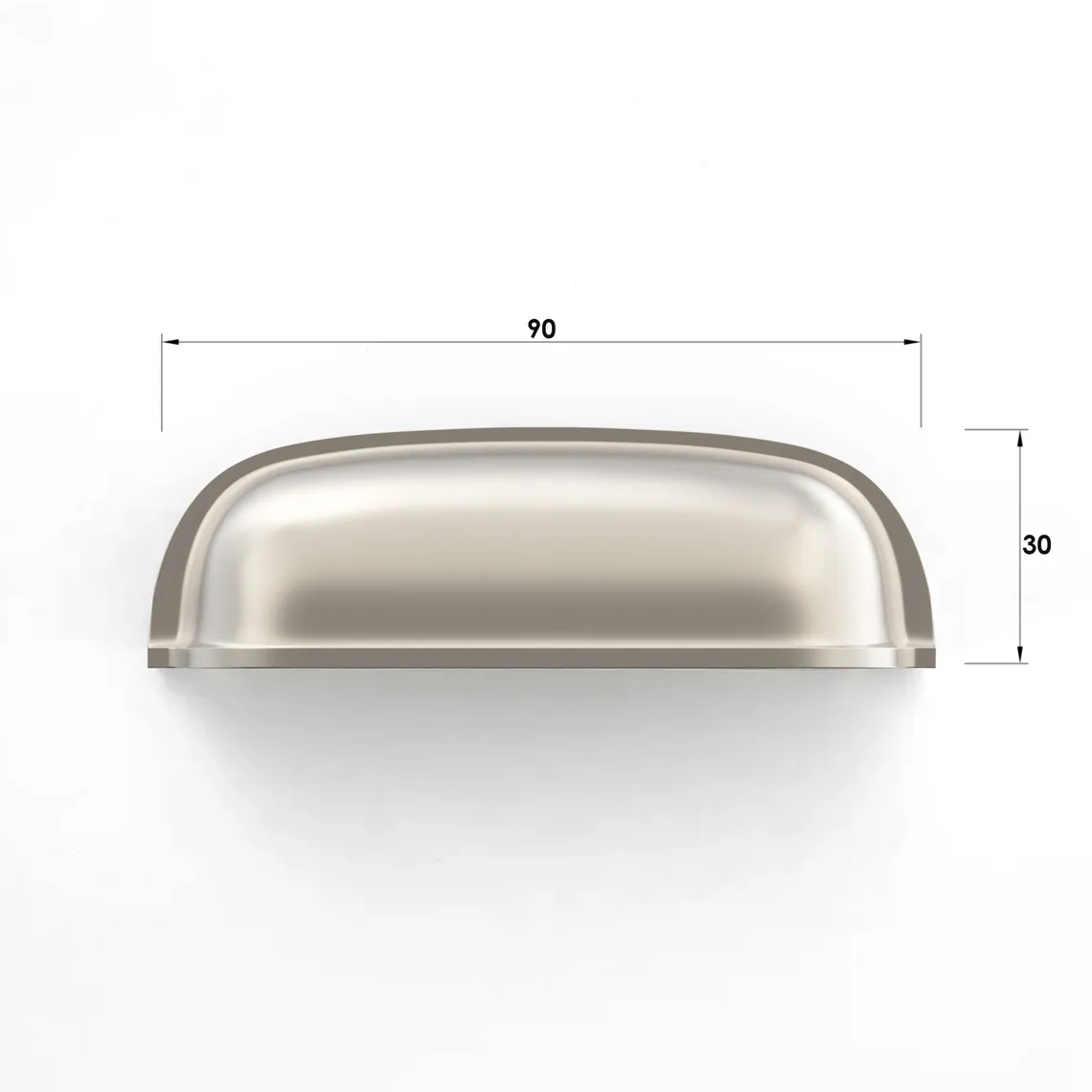 Newport 90mm Brushed Nickel Handle with measurement