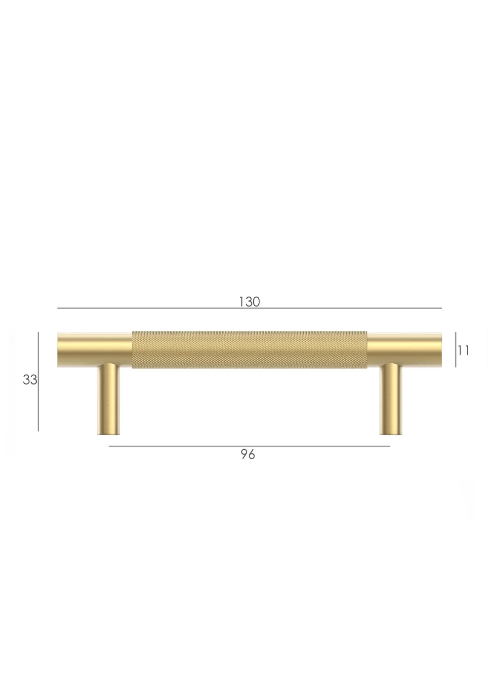 Nord Brushed Brass Handle 130 mm measurement details